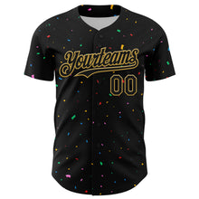 Laden Sie das Bild in den Galerie-Viewer, Custom Black Old Gold 3D Pattern Design Confetti Authentic Baseball Jersey
