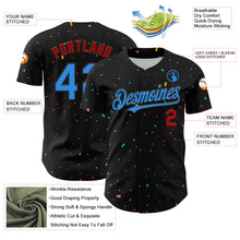 Load image into Gallery viewer, Custom Black Electric Blue-Red 3D Pattern Design Confetti Authentic Baseball Jersey
