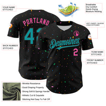 Load image into Gallery viewer, Custom Black Aqua-Pink 3D Pattern Design Confetti Authentic Baseball Jersey
