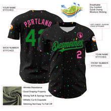 Load image into Gallery viewer, Custom Black Grass Green-Pink 3D Pattern Design Confetti Authentic Baseball Jersey
