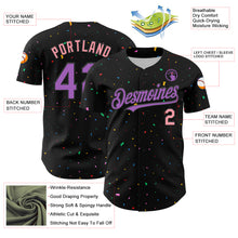 Load image into Gallery viewer, Custom Black Medium Purple-Medium Pink 3D Pattern Design Confetti Authentic Baseball Jersey
