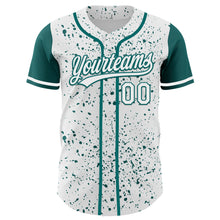 Загрузить изображение в средство просмотра галереи, Custom White Teal 3D Pattern Design Abstract Splatter Ink Authentic Baseball Jersey
