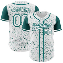 Загрузить изображение в средство просмотра галереи, Custom White Teal 3D Pattern Design Abstract Splatter Ink Authentic Baseball Jersey
