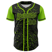 Charger l&#39;image dans la galerie, Custom Black Neon Green 3D Pattern Design Abstract Splatter Ink Authentic Baseball Jersey
