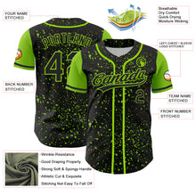 Charger l&#39;image dans la galerie, Custom Black Neon Green 3D Pattern Design Abstract Splatter Ink Authentic Baseball Jersey
