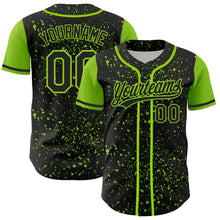 Charger l&#39;image dans la galerie, Custom Black Neon Green 3D Pattern Design Abstract Splatter Ink Authentic Baseball Jersey
