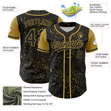 Charger l&#39;image dans la galerie, Custom Black Old Gold 3D Pattern Design Abstract Splatter Ink Authentic Baseball Jersey
