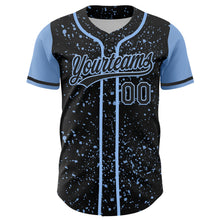 Charger l&#39;image dans la galerie, Custom Black Light Blue 3D Pattern Design Abstract Splatter Ink Authentic Baseball Jersey
