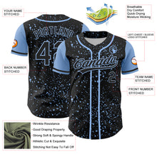 Charger l&#39;image dans la galerie, Custom Black Light Blue 3D Pattern Design Abstract Splatter Ink Authentic Baseball Jersey
