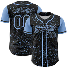 Charger l&#39;image dans la galerie, Custom Black Light Blue 3D Pattern Design Abstract Splatter Ink Authentic Baseball Jersey
