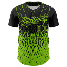 Charger l&#39;image dans la galerie, Custom Black Neon Green 3D Pattern Design Abstract Wave Authentic Baseball Jersey
