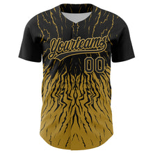 Charger l&#39;image dans la galerie, Custom Black Old Gold 3D Pattern Design Abstract Wave Authentic Baseball Jersey
