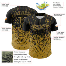 Charger l&#39;image dans la galerie, Custom Black Old Gold 3D Pattern Design Abstract Wave Authentic Baseball Jersey
