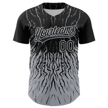 Charger l&#39;image dans la galerie, Custom Black Gray 3D Pattern Design Abstract Wave Authentic Baseball Jersey
