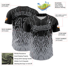 Charger l&#39;image dans la galerie, Custom Black Gray 3D Pattern Design Abstract Wave Authentic Baseball Jersey
