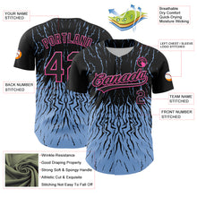 Загрузить изображение в средство просмотра галереи, Custom Black Light Blue-Pink 3D Pattern Design Abstract Wave Authentic Baseball Jersey
