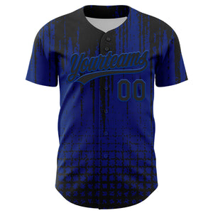 Custom Royal Black 3D Pattern Design Abstract Shape Authentic Baseball Jersey