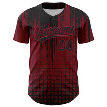 Загрузить изображение в средство просмотра галереи, Custom Crimson Black 3D Pattern Design Abstract Shape Authentic Baseball Jersey
