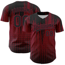 Загрузить изображение в средство просмотра галереи, Custom Crimson Black 3D Pattern Design Abstract Shape Authentic Baseball Jersey
