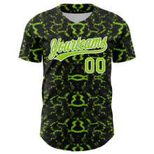 Charger l&#39;image dans la galerie, Custom Black Neon Green-White 3D Pattern Design Abstract Tiger And Zebra Authentic Baseball Jersey
