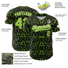 Charger l&#39;image dans la galerie, Custom Black Neon Green-White 3D Pattern Design Abstract Tiger And Zebra Authentic Baseball Jersey
