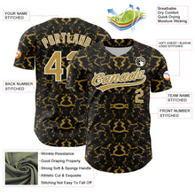 Load image into Gallery viewer, Custom Black Old Gold-White 3D Pattern Design Abstract Tiger And Zebra Authentic Baseball Jersey
