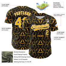 Load image into Gallery viewer, Custom Black Gold-White 3D Pattern Design Abstract Tiger And Zebra Authentic Baseball Jersey
