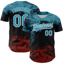 Загрузить изображение в средство просмотра галереи, Custom Black Panther Blue Burgundy-White 3D Pattern Design Abstract Fluid Authentic Baseball Jersey
