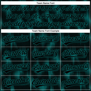 Custom Black Teal 3D Pattern Design Halftone Dots Authentic Baseball Jersey