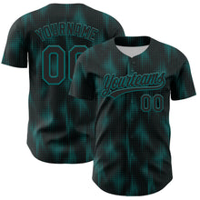 Load image into Gallery viewer, Custom Black Teal 3D Pattern Design Halftone Dots Authentic Baseball Jersey
