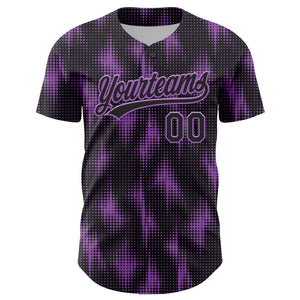 Custom Black Medium Purple 3D Pattern Design Halftone Dots Authentic Baseball Jersey