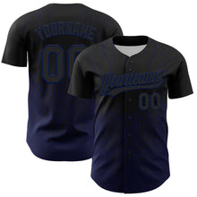 Загрузить изображение в средство просмотра галереи, Custom Black Navy 3D Pattern Design Abstract Wave Authentic Baseball Jersey
