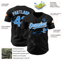 Load image into Gallery viewer, Custom Black Electric Blue-White 3D Pattern Design Lightning Authentic Baseball Jersey
