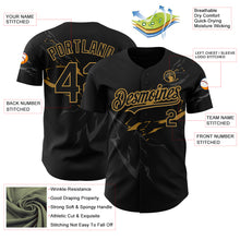 Load image into Gallery viewer, Custom Black Old Gold 3D Pattern Design Lightning Authentic Baseball Jersey
