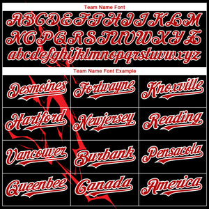 Custom Black Red-White 3D Pattern Design Lightning Authentic Baseball Jersey