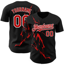 Load image into Gallery viewer, Custom Black Red-White 3D Pattern Design Lightning Authentic Baseball Jersey
