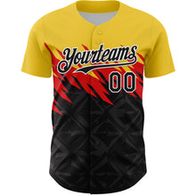 Load image into Gallery viewer, Custom Yellow Black-White 3D Pattern Design Abstract Shape Authentic Baseball Jersey
