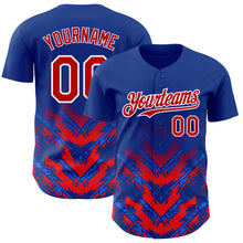 Load image into Gallery viewer, Custom Thunder Blue Red-White 3D Pattern Design Abstract Arrow Authentic Baseball Jersey
