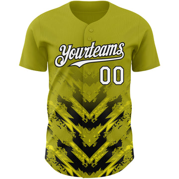 Custom Olive White-Black 3D Pattern Design Abstract Arrow Authentic Baseball Jersey