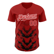 Load image into Gallery viewer, Custom Red Black-White 3D Pattern Design Abstract Arrow Authentic Baseball Jersey
