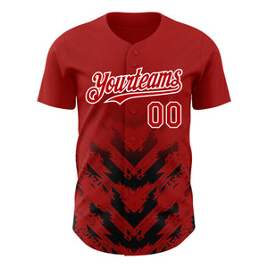 Custom Red Black-White 3D Pattern Design Abstract Arrow Authentic Baseball Jersey