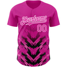 Load image into Gallery viewer, Custom Deep Pink Black-White 3D Pattern Design Abstract Arrow Authentic Baseball Jersey
