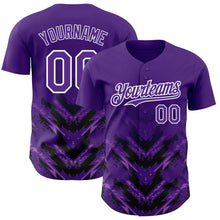 Load image into Gallery viewer, Custom Purple Black-White 3D Pattern Design Abstract Arrow Authentic Baseball Jersey
