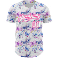 Загрузить изображение в средство просмотра галереи, Custom White Pink 3D Pattern Design Animal Butterfly Authentic Baseball Jersey
