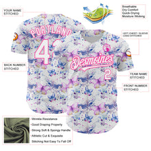 Загрузить изображение в средство просмотра галереи, Custom White Pink 3D Pattern Design Animal Butterfly Authentic Baseball Jersey
