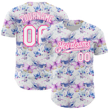 Загрузить изображение в средство просмотра галереи, Custom White Pink 3D Pattern Design Animal Butterfly Authentic Baseball Jersey
