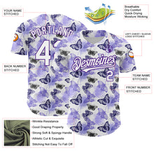 Load image into Gallery viewer, Custom White Purple 3D Pattern Design Animal Butterfly Authentic Baseball Jersey
