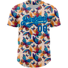 Load image into Gallery viewer, Custom Cream Royal-Lakes Blue 3D Pattern Design Animal Butterfly Authentic Baseball Jersey
