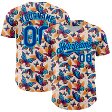 Load image into Gallery viewer, Custom Cream Royal-Lakes Blue 3D Pattern Design Animal Butterfly Authentic Baseball Jersey
