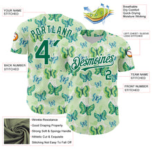 Load image into Gallery viewer, Custom White Kelly Green 3D Pattern Design Animal Butterfly Authentic Baseball Jersey
